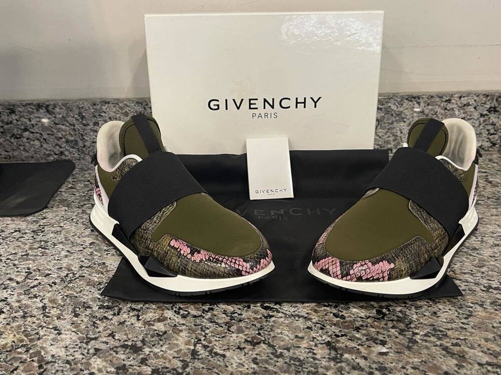 Givenchy Trainers Elastic In Olive Green/Snakeskin US W Size 11 SPB SJ 325969